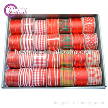 decorative printed plaid red ribbon